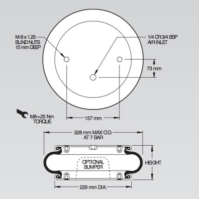 molas de ar industriais do diâmetro W01-M58-6372 de 328mm para o dispositivo de alinhamento do auto